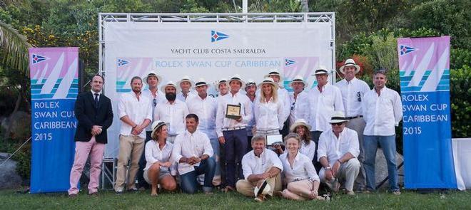 The winning crews of Swan 80 Selene and Swan 53 Music - Rolex Swan Cup Caribbean 2015 &copy; Nautor's Swan/Carlo Borlenghi